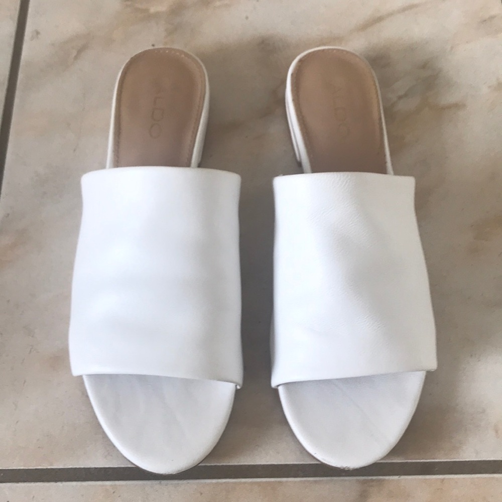 Aldo white mule flat sandal